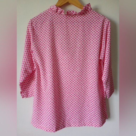 Michelle McDowell Pink & White Blouse Size Medium - Picture 9 of 11